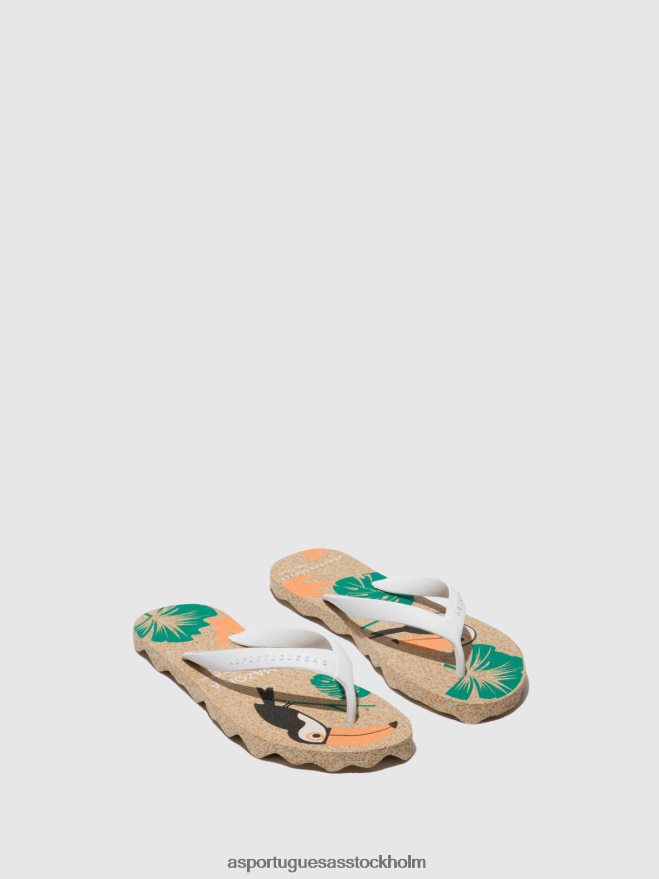 se Asportuguesas kvinnor strandflipflops amazonia naturligt och vitt band ZHFB8F5 Flip flops