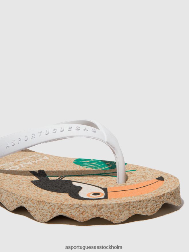 se Asportuguesas kvinnor strandflipflops amazonia naturligt och vitt band ZHFB8F5 Flip flops