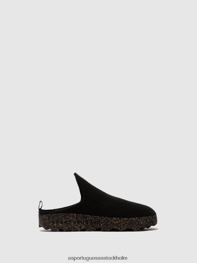 se Asportuguesas kvinnor slip-on mulor kommer svart ZHFB8F130 mulor