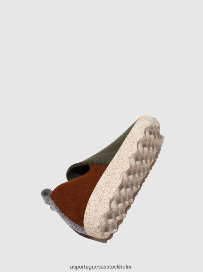 se Asportuguesas kvinnor rund tå skor stad militärgrön/brun ZHFB8F96 skor