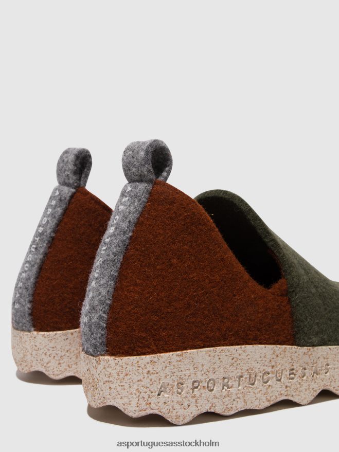 se Asportuguesas kvinnor rund tå skor stad militärgrön/brun ZHFB8F96 skor