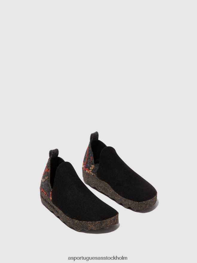 se Asportuguesas kvinnor rund tå skor stad svart filt presente ZHFB8F71 skor