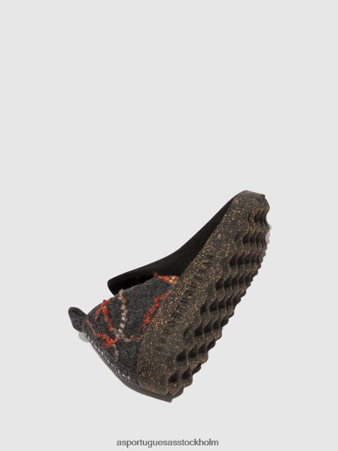 se Asportuguesas kvinnor rund tå skor stad svart filt presente ZHFB8F71 skor