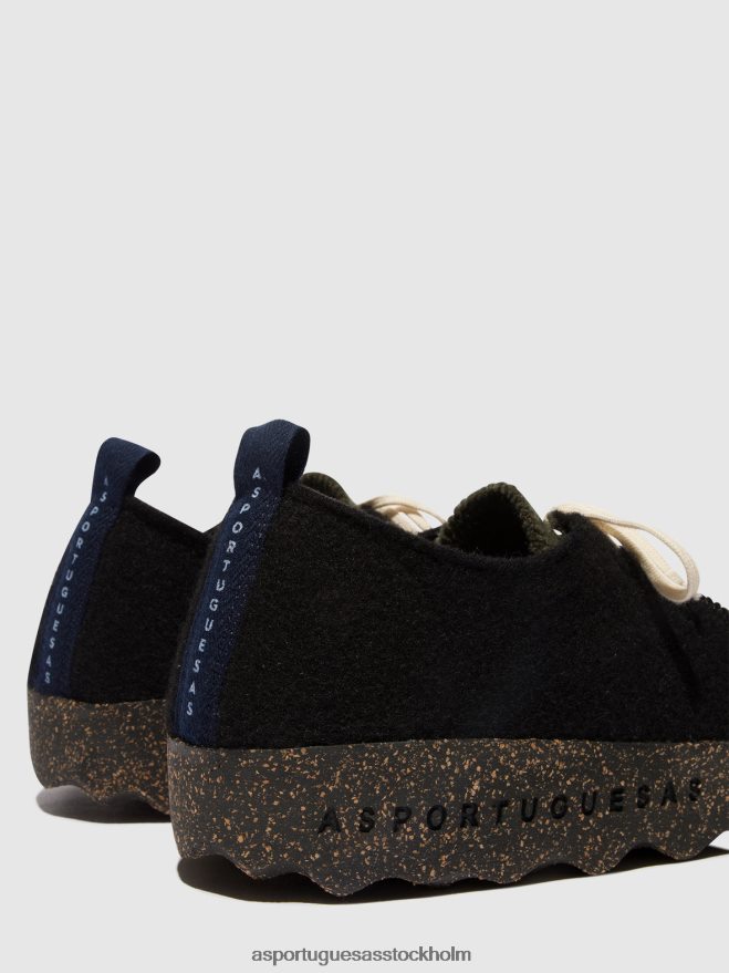 se Asportuguesas kvinnor snörskor chatt svart/militärgrönt ZHFB8F106 skor