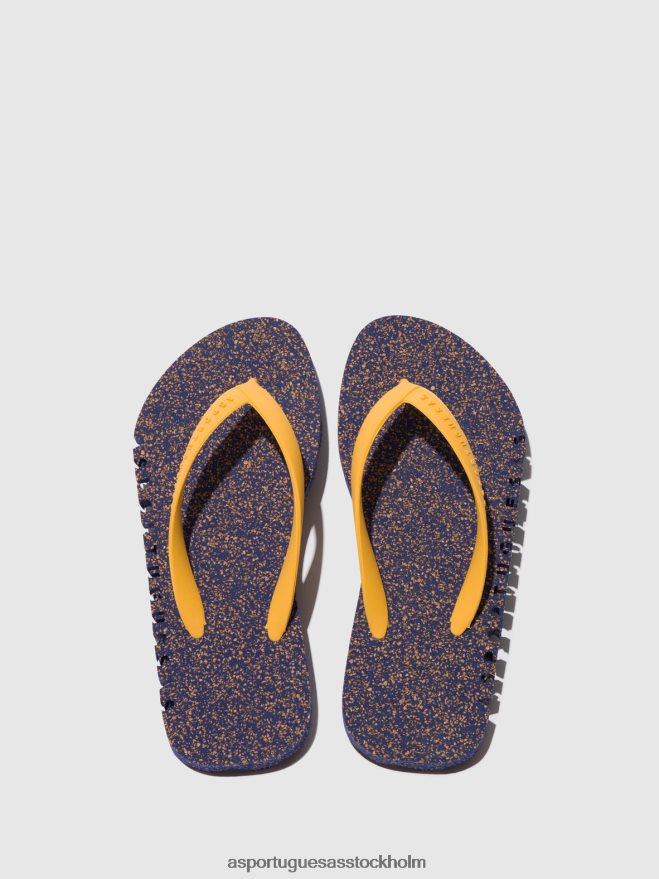 se Asportuguesas män strand flipflops ojämn blå & gul rem ZHFB8F174 Flip flops