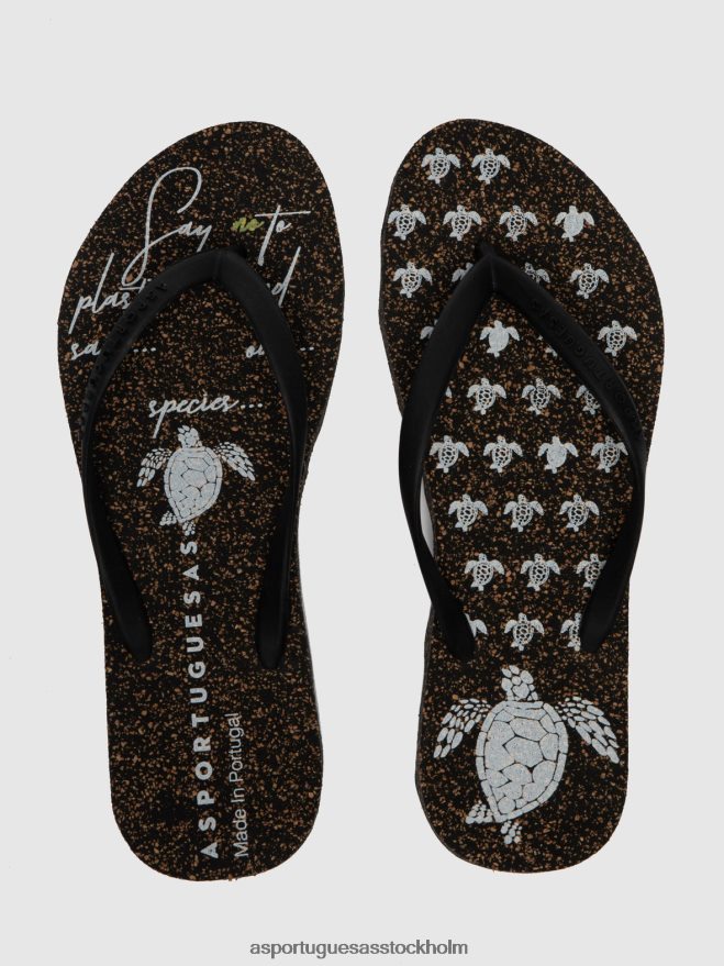 se Asportuguesas män strand flipflops sköldpadda svart gummirem ZHFB8F171 Flip flops