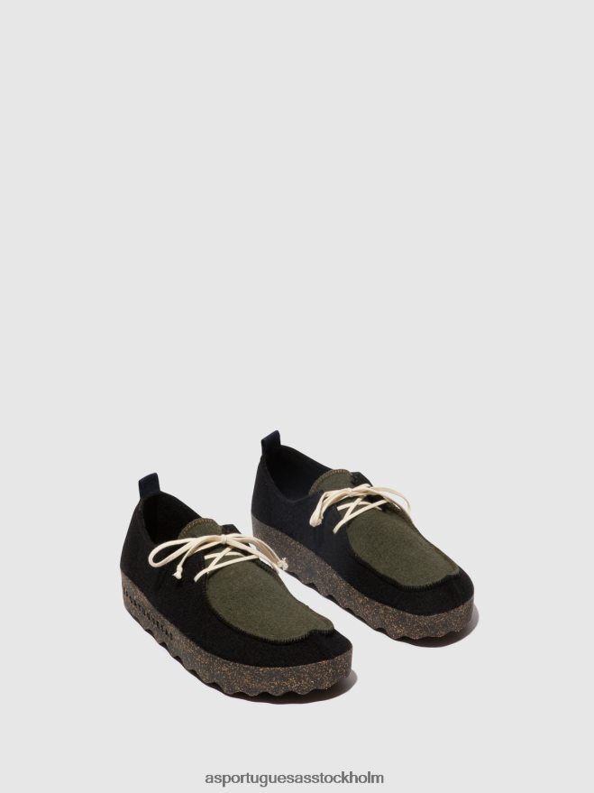 se Asportuguesas män snörskor chatt svart/militärgrönt ZHFB8F208 skor